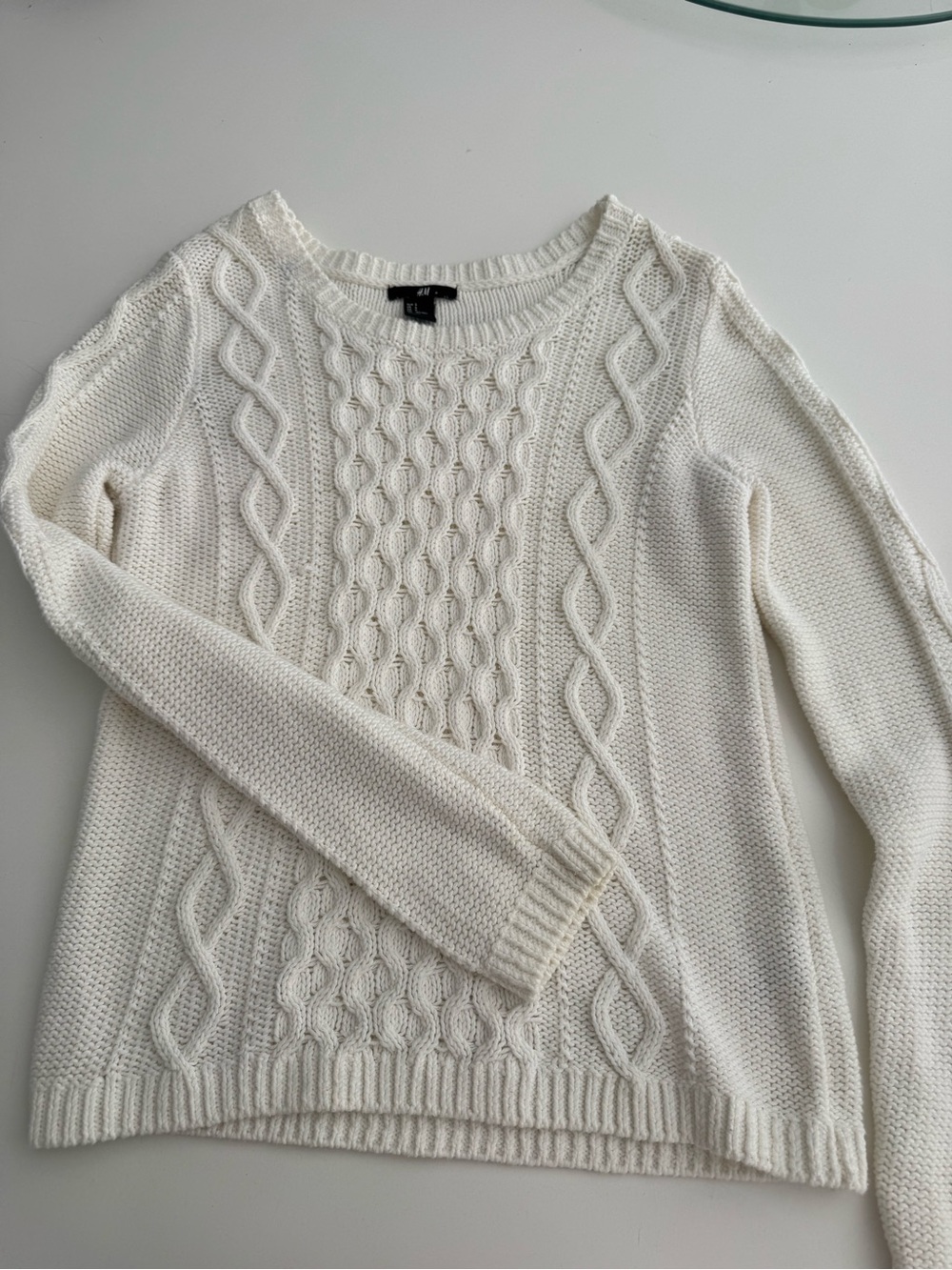 H&M Cream Cable Knit Crewneck Sweater